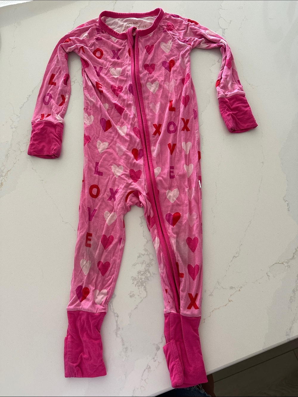 Little Sleepies Valentines Day Print Convertible Zippered Sleeper 6-12 months